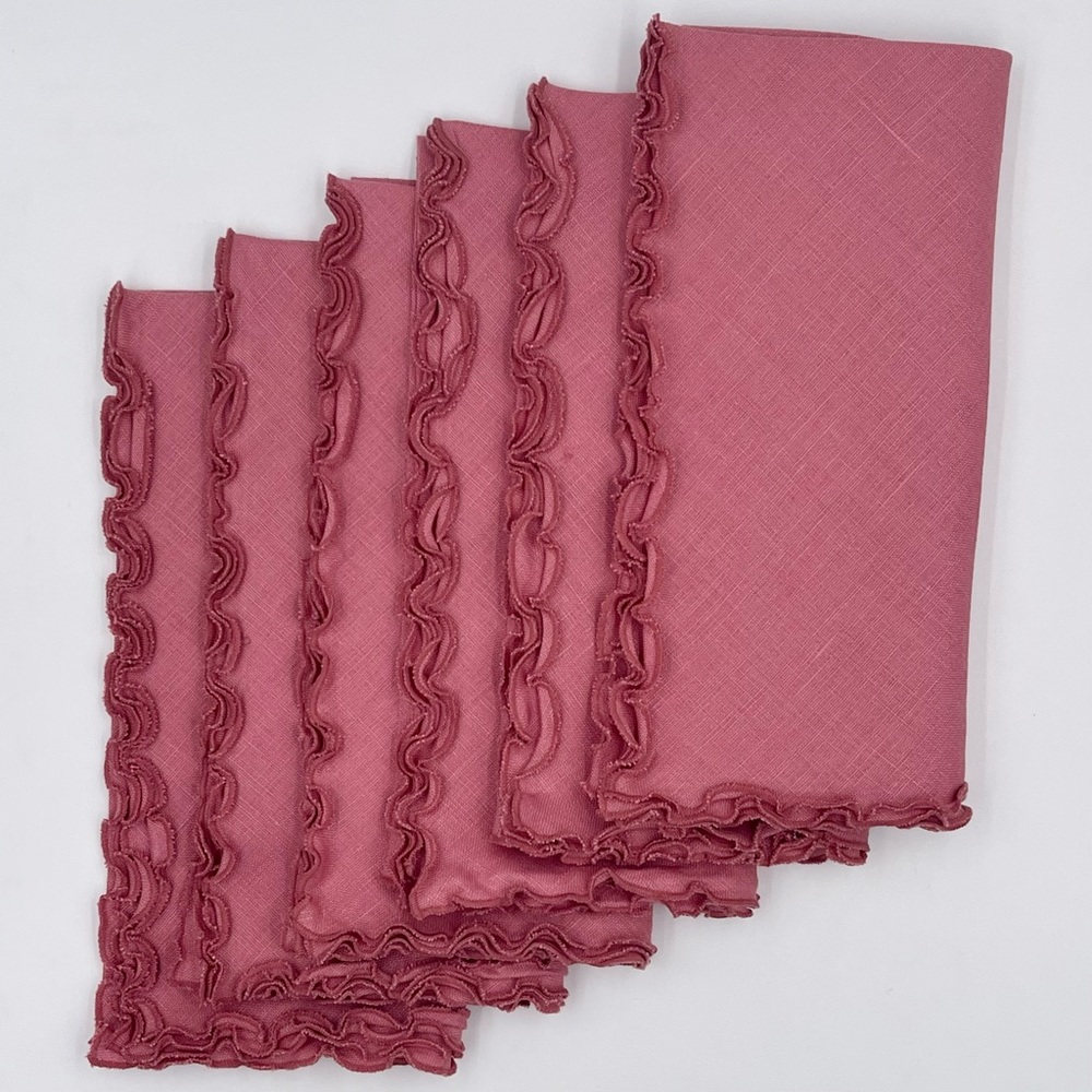 Dransfield Ross Pink 20” 100% Linen Wave Edge Napkins Heavyweight Brand News